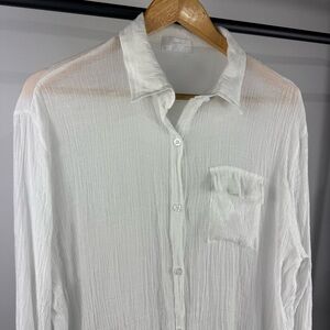 Zoye Chen White Oversized Long Sleeve Lightweight Swim Coverup Size XL